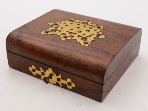 Nice Victorian Burr Walnut Card Box Circa 1890