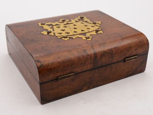 Nice Victorian Burr Walnut Card Box Circa 1890