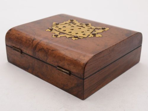 Nice Victorian Burr Walnut Card Box Circa 1890