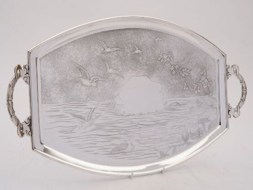 Stunning Victorian Elkington Silver Plated Tray 1880