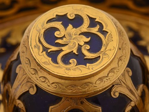 Stunning Victorian Brass and Glass Inkstand Circa 1880