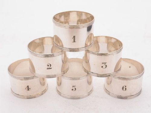Nice Cased Set of 6 Edwardian Numbered Napkin Rings