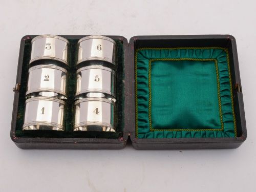 Nice Cased Set of 6 Edwardian Numbered Napkin Rings