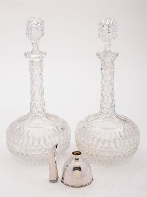 Stunning Pair of Edwardian Decanters with Funnel Circa 1905