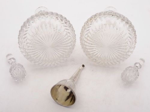 Stunning Pair of Edwardian Decanters with Funnel Circa 1905