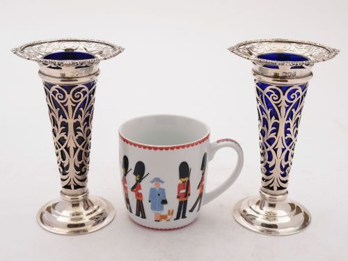 Gorgeous Art Nouveau Silver Vases London 1902