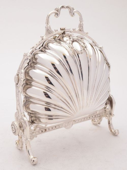 Fabulous Victorian Silver Plated Folding Biscuit Box 1884