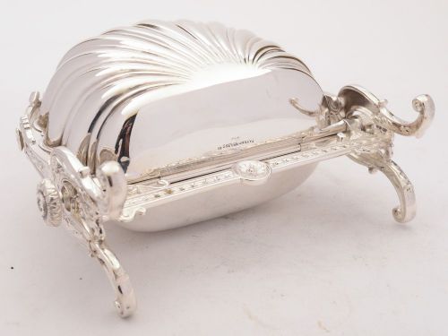 Fabulous Victorian Silver Plated Folding Biscuit Box 1884