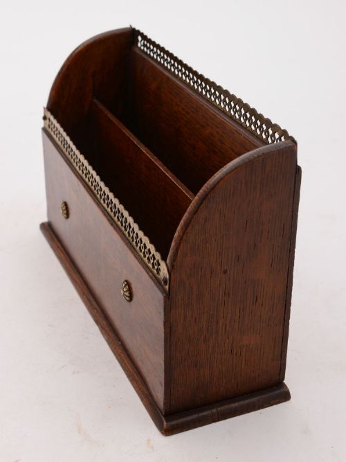 Lovely Edwardian brass and Oak Letter Rack Circa 1905