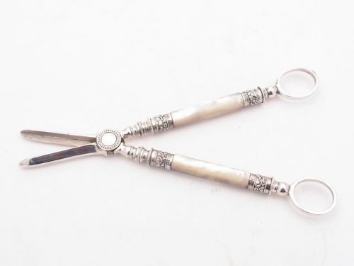 Lovely Victorian Mother of Pearl Handled Grape Scissors Sheffield 1896