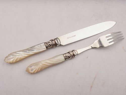 Gorgeous Victorian Carved M.O.P Dessert Set Circa 1890