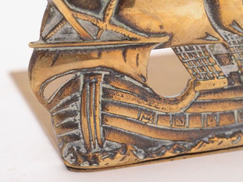 Unusual Edwardian Pair of Brass Ship Bookends Circa 1905