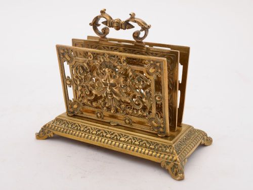 Good Edwardian Brass Letter Rack Circa 1905