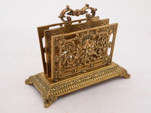 Good Edwardian Brass Letter Rack Circa 1905