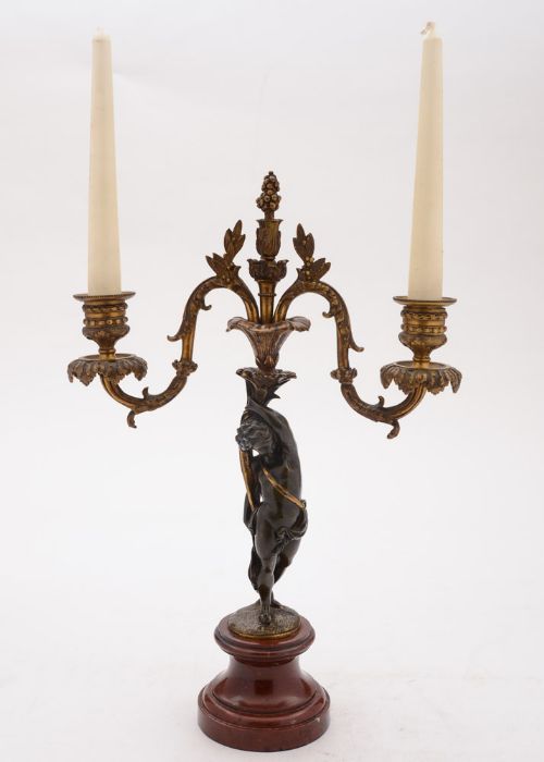Stunning Pair of Art Nouveau French Bronze Candelabras Circa 1900