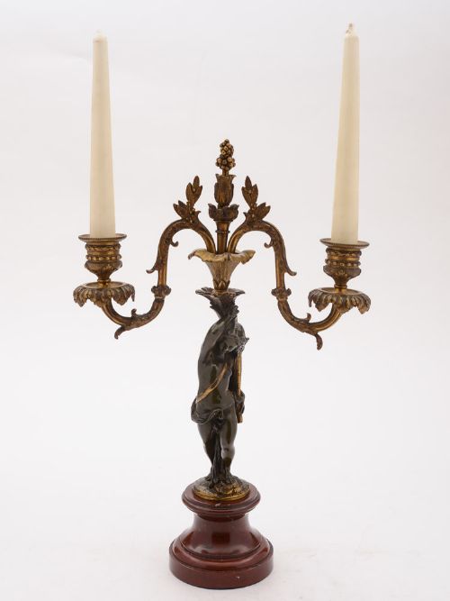Stunning Pair of Art Nouveau French Bronze Candelabras Circa 1900