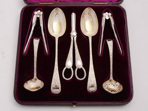 Lovely Victorian Silver Plated Fruit & Nut serving set circa 1890