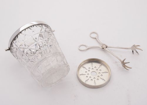 Nice Edwardian Cut Glass Ice bucket and tongs. Circa 1905