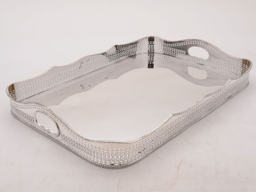Super Edwardian Silver Plated Gallery Tray circa 1905