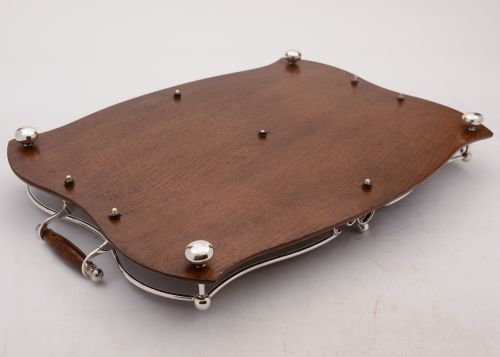 A Stylish Edwardian Oak & Silver plated Tray 1905