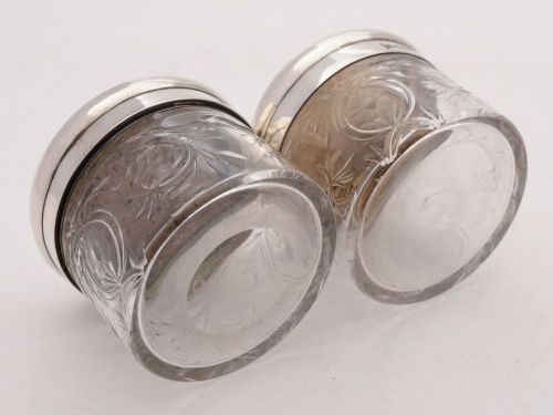 Nice pair of Silver Topped Cut Glass Jars London 1914