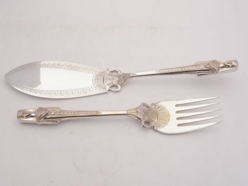 Pair of Elkington Egyptian Style Servers circa 1868