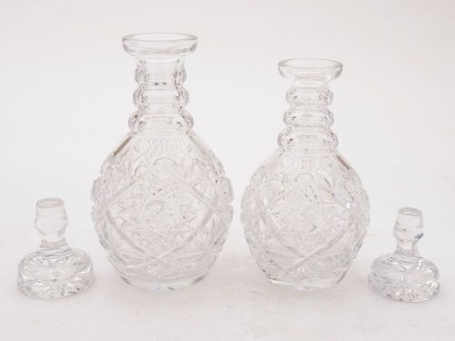 Pair of elegant cut glass decanters circa 1930
