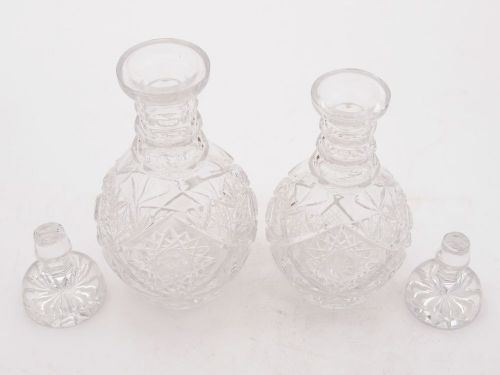 Pair of elegant cut glass decanters circa 1930
