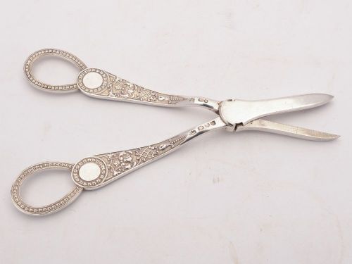 Gorgeous pair Victorian Silver Grape Scissors London 1891