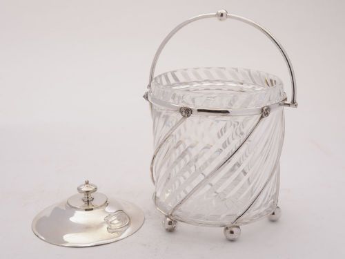 Lovely Spiral Cut Glass Biscuit Box circa 1905