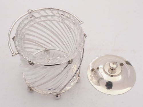 Lovely Spiral Cut Glass Biscuit Box circa 1905