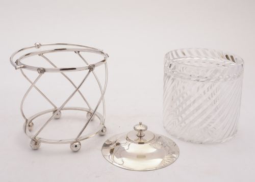 Lovely Spiral Cut Glass Biscuit Box circa 1905