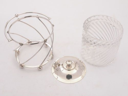 Lovely Spiral Cut Glass Biscuit Box circa 1905