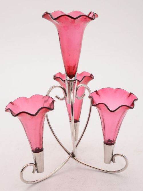 Beautiful Edwardian Cranberry Glass Eperne circa 1905