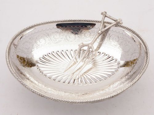Super Victorian Elkington Silver Plated Bread Dish. 1883