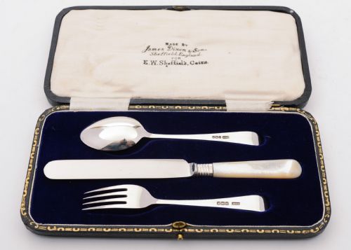 Lovely Cased Silver Christening Set Sheffield 1925