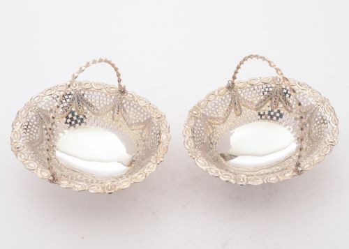 Superb Pair Victorian Silver Baskets London 1895