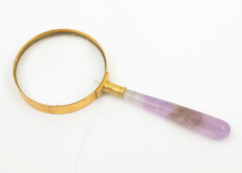 Unusual Victorian Magnifying Glass with Amethyst Handle - circa 1890