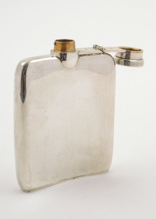 Stylish Silver Hip Flask - Asprey Chester 1915