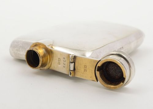 Stylish Silver Hip Flask - Asprey Chester 1915