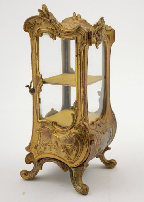 Gorgeous French Gilded Pewter Ring Cabinet circa 1900