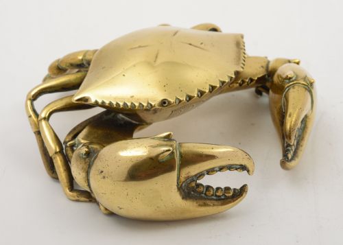 Unusual Novelty Chinese Brass Crab Paperweight. circa 1920