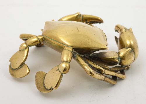 Unusual Novelty Chinese Brass Crab Paperweight. circa 1920