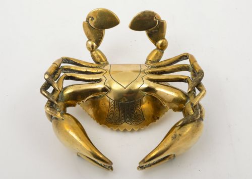 Unusual Novelty Chinese Brass Crab Paperweight. circa 1920
