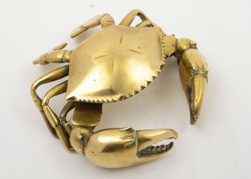Unusual Novelty Chinese Brass Crab Paperweight. circa 1920