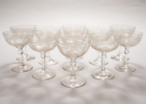 Gorgeous Edwardian Champagne Glasses circa 1905