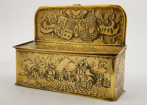 Unusual Arts & Crafts Brass Candle Box. Circa 1900