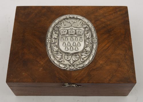 Super Walnut & Silver Cigar Box- London 1935