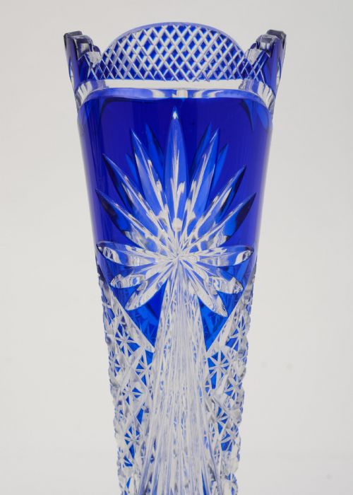 Pair of Gorgeous Edwardian Blue Overlay Vases - circa 1905