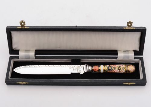 Lovely China Handled Cake Knife- Sheffield 1921